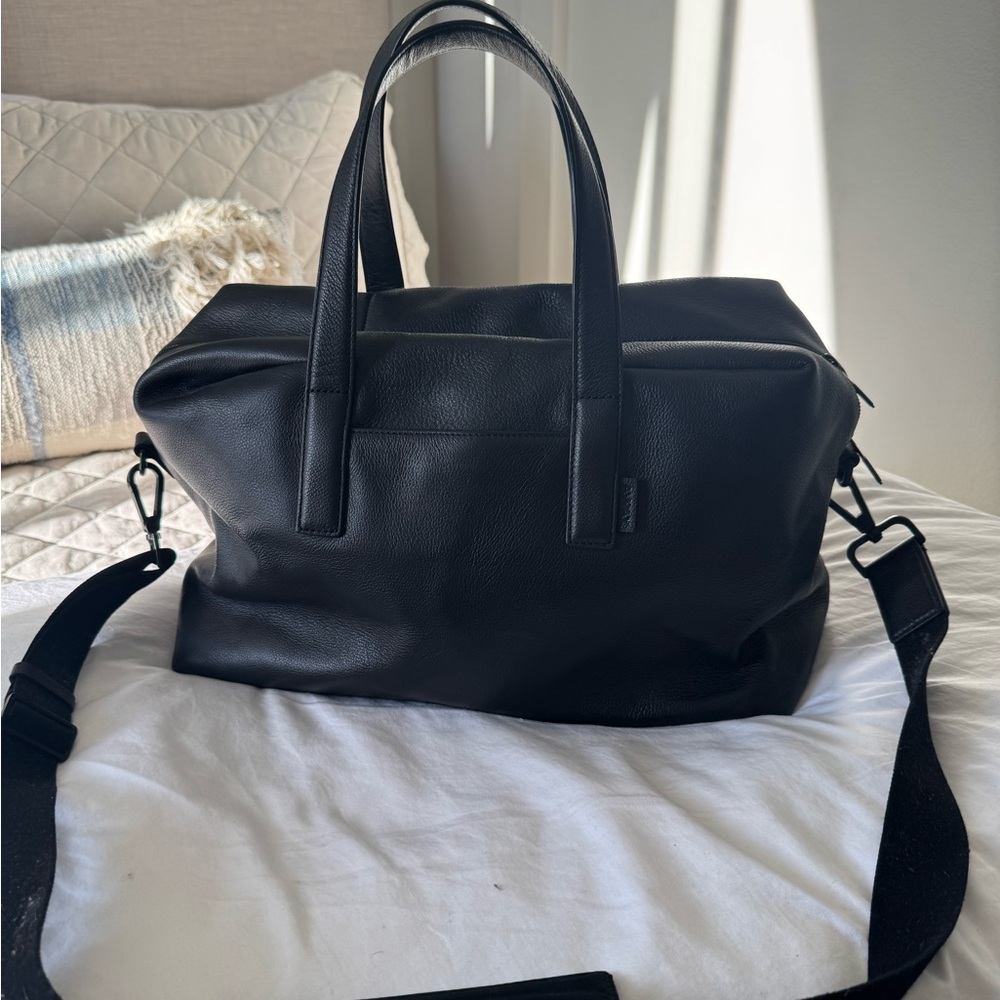 Away Everywhere Black Leather Weekender Duffel Bag - Travel Tote